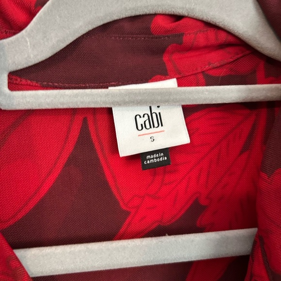 Cabi Red Floral Mesh Long Sleeve Button Front Dress Size Small - Picture 3 of 9